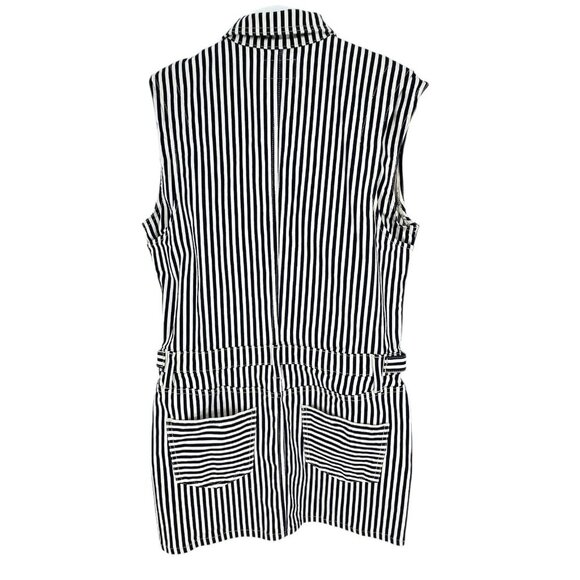 Current Elliott Sleeveless Jumpsuit Dress White Blue‎ Striped Denim Size 3 Large - Picture 9 of 16